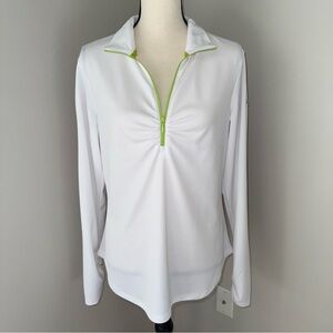Under Armour Women's White Long Sleeve 1/4 zip feminine shape Top size Large